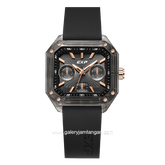 Expedition E 6840 MF Multifunction Black Rosegold Dial Rubber Strap